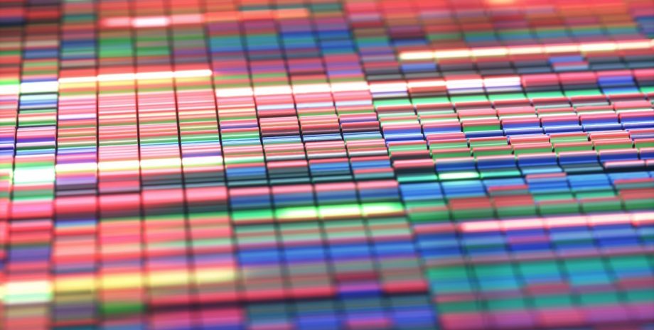 3D Illustration of a method of colored DNA sequencing.