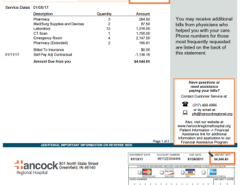 image of Hancock Regional Hospital Bill